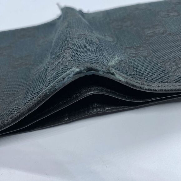 Authentic Gucci Black Canvas & Leather Bifold Wallet **FLAWS** - Picture 7 of 12